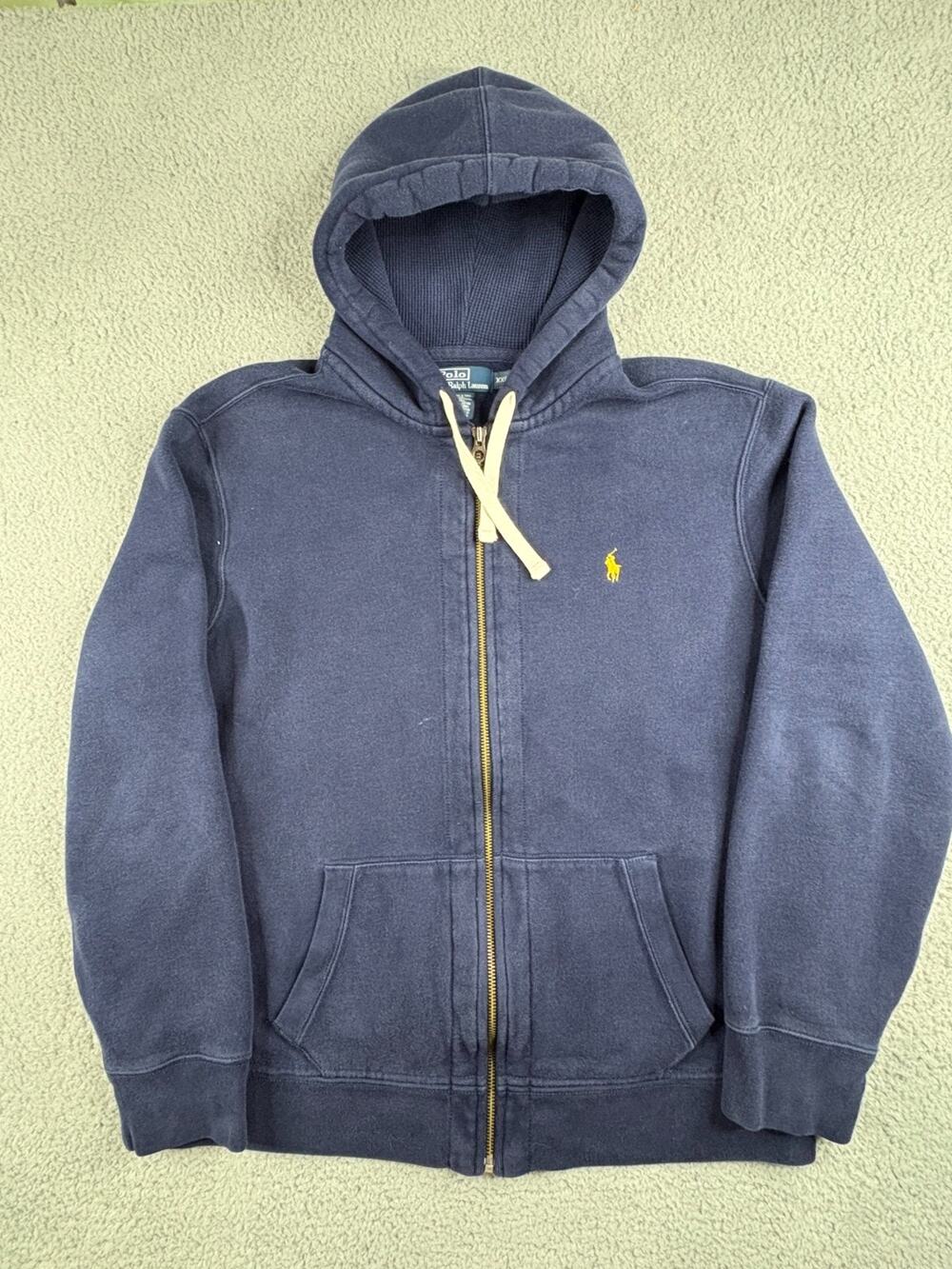 Polo By Ralph Lauren Full Zip Hoodie Men's Size 2XL Blue Pony Logo Embroidered
